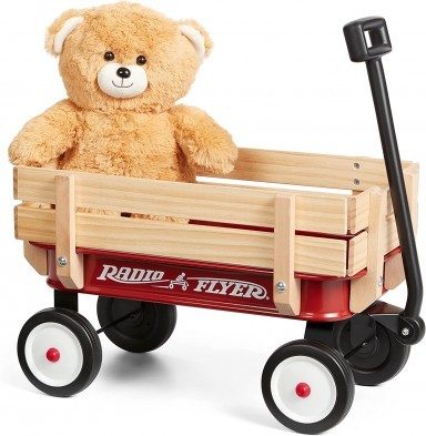 Radio Flyer My 1st Steel & Wood Toy Wagon with Teddy Bear
